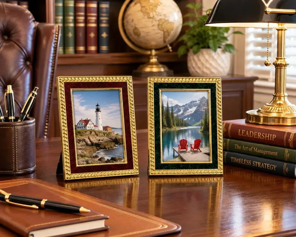 Vintage Gold Picture Frame Pair 3.5x5